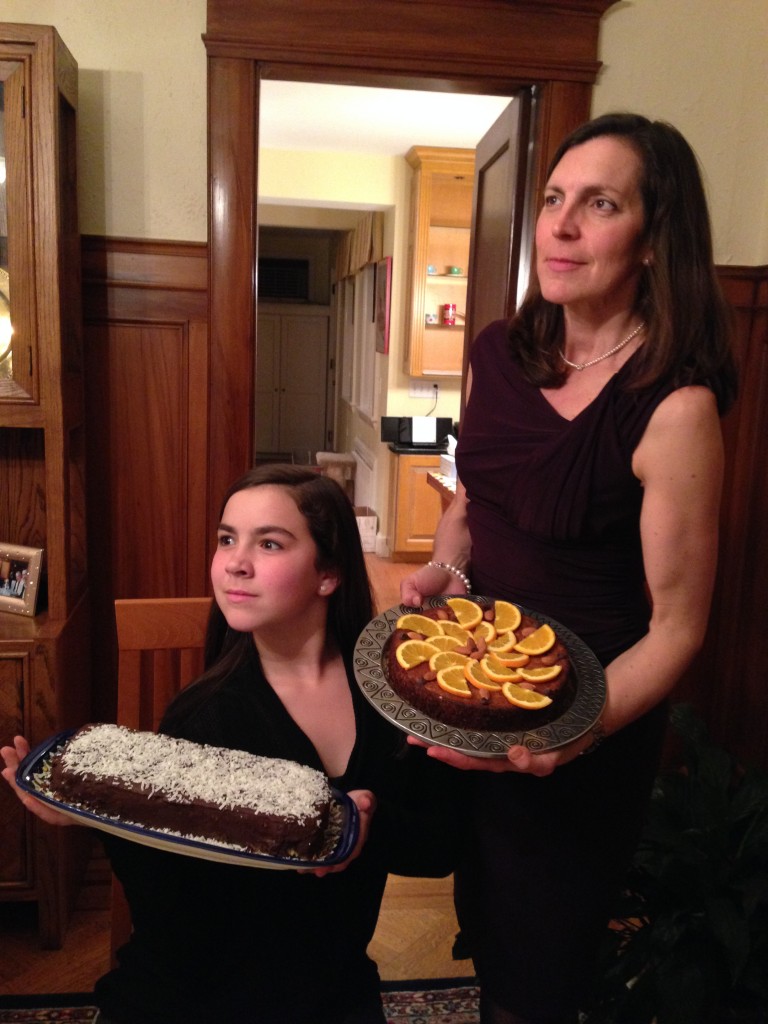 Profiles in Weirdness: Miss A and Amy with Amy's delicious Passover desserts