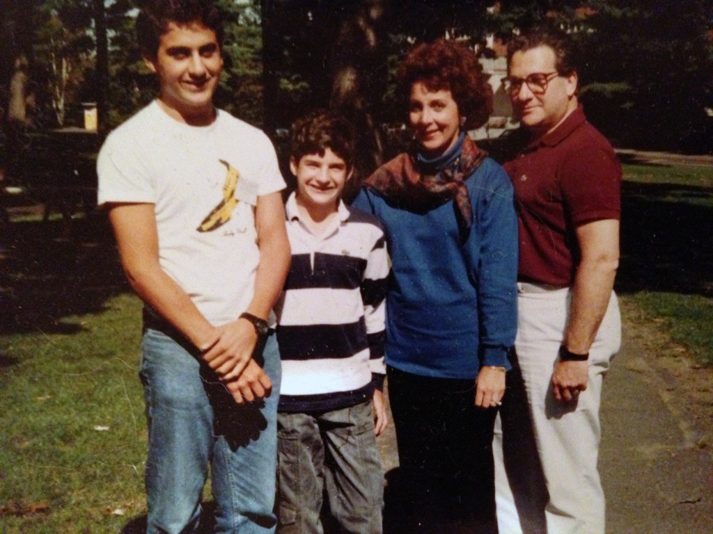 My first day at Amherst College in 1987, with Aaron and my parents