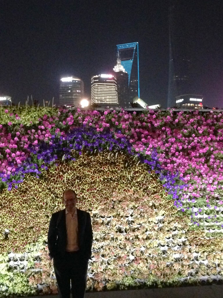 Me along the Bund in the original part of the city, with the Bottle Opener and darkened Shanghai Tower across river in Pudong behind me